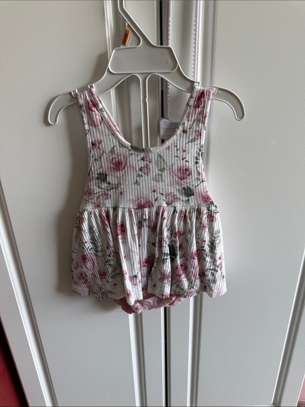 Floral Rib-Knit Tank Top for Kids - Pink & White